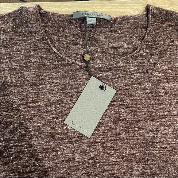 PENDING John Varvatos NWT Wool/Linend Sweater, Men’s L, Oxblood (Heathered Plum) - Picture 4 of 9